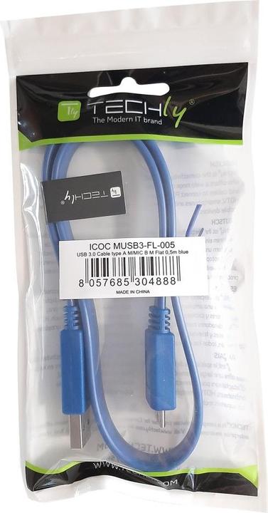 Immagine prodotto Techly Cavo piatto USB3.0 spina tipo A spina micro B bl (1 m, USB 3.2)