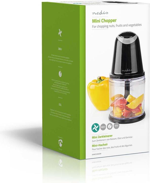 Productafbeelding Nedis KAMC200CBK Keukenmachine 260 W 0,5 l Kunststof 2 Snelheden Turbo Functie (500 ml, 260 W)