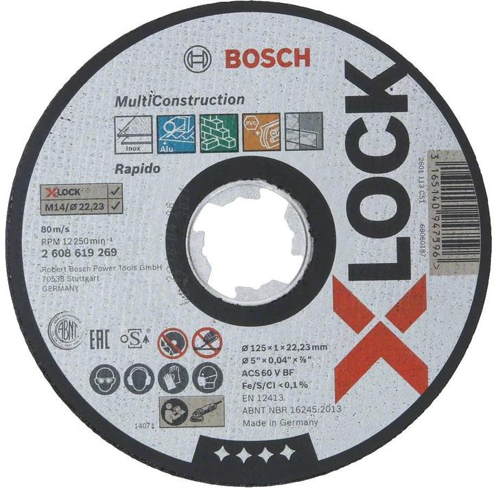 Bosch Professional Zubehör PRO Multi Material X-Lock Trennscheibe, 125 x 1 x 22,23 mm