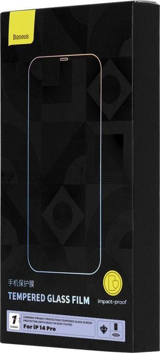 Produktbild Baseus Privacy Tempered Glass for iPhone 14 Pro Full Screen 0.4mm Privacy Filter Anti Spy + Mounting (1 Stück, Apple iPhone 14 Pro)