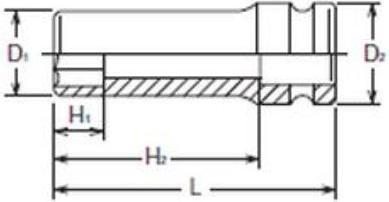 Actual product image Koken Hexagon socket, power socket, extended to square 3 (19 mm)
