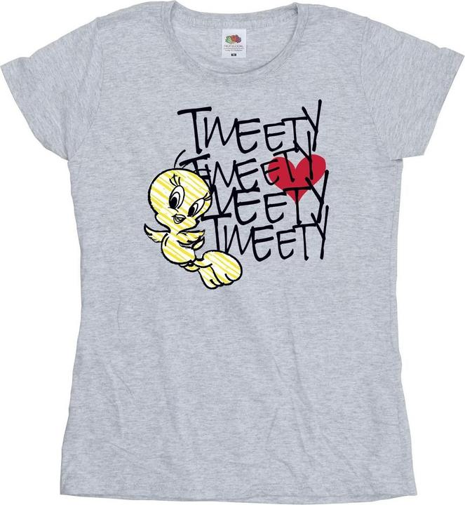 Actual product image Looney Tunes Womens/Ladies Tweety Love Heart Cotton T-Shirt (XXL)