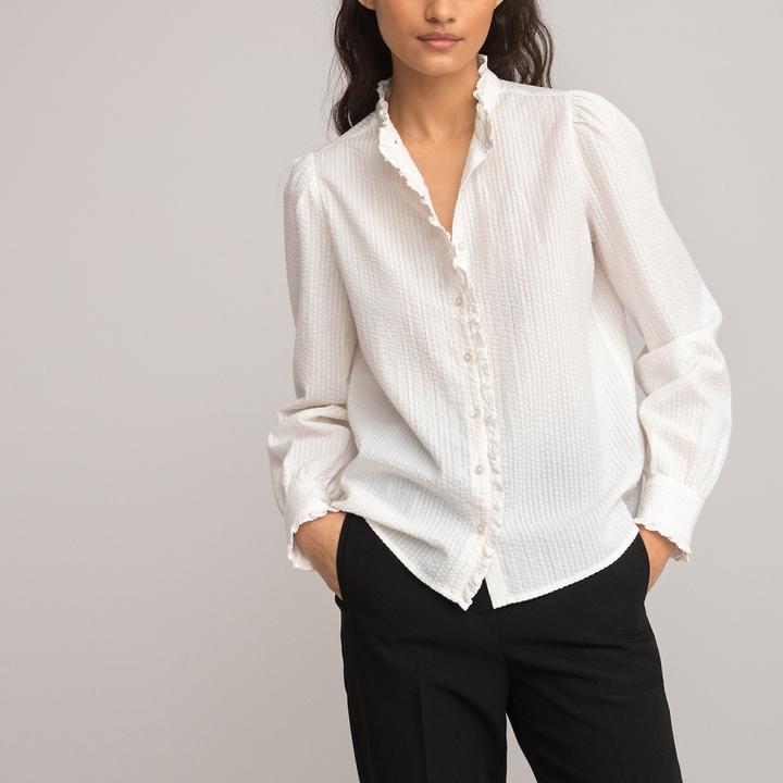 Produktbild La Redoute Collections Langärmelige Bluse mit Rüschenkragen (44)