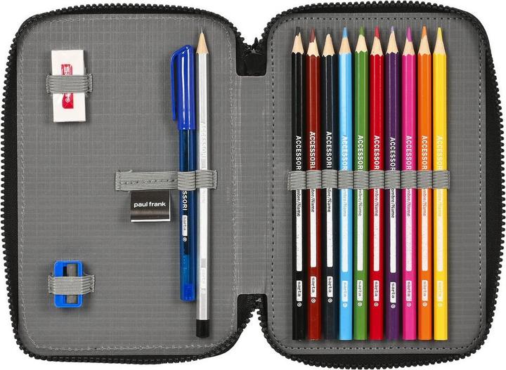 Actual product image Paul Frank Pencil case with accessories Campers Black 12.5 x 19.5 x 4 cm (28 pieces)