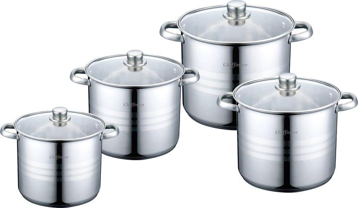 Produktbild JTI Hochwertige Töpfe mit Deckel - 4 Stück (28 cm, Pfannenset + Topfset, Edelstahl)