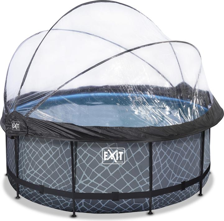 Produktbild Exit Rahmen-Pool rund 360x122 cm mit Sonnendach und Sandfilterpumpe (Ø 360 x 122 cm)