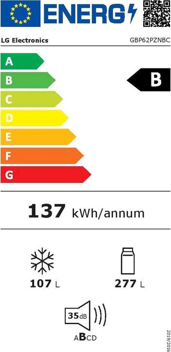 Energy Label LG GBP62PZNBC (384 l)
