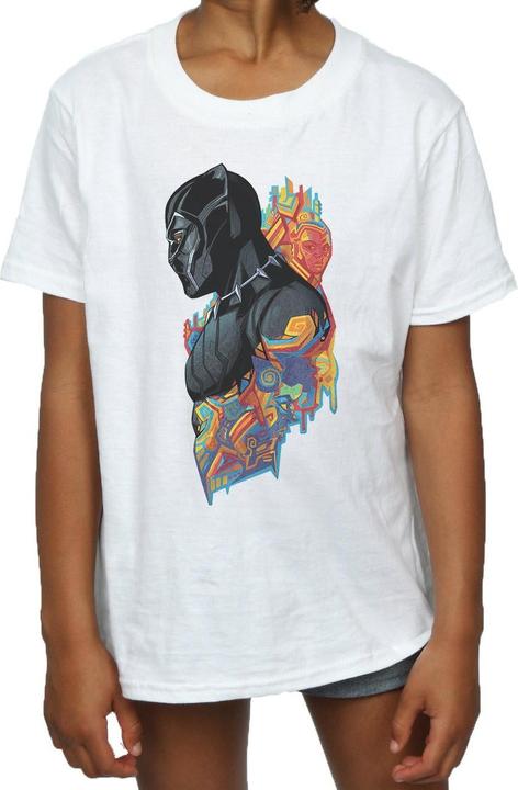 Actual product image Girls Black Panther Profile Cotton T-Shirt (152, 158)