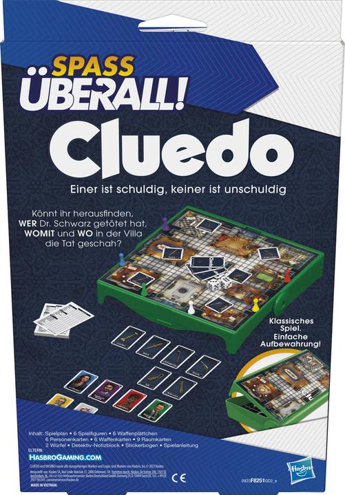 Actual product image Hasbro Gaming Cluedo Compact, portable game for 3-6 players, travelling game for children, fun anywhere (German)