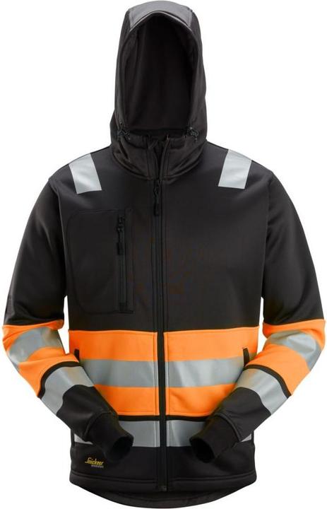 Snickers Workwear 80380455004 High-Vis Klasse 1, Kapuzenpulli mit Reissverschluss Orange HV S (XS, S, M, L, XL, XXL, 3XL)