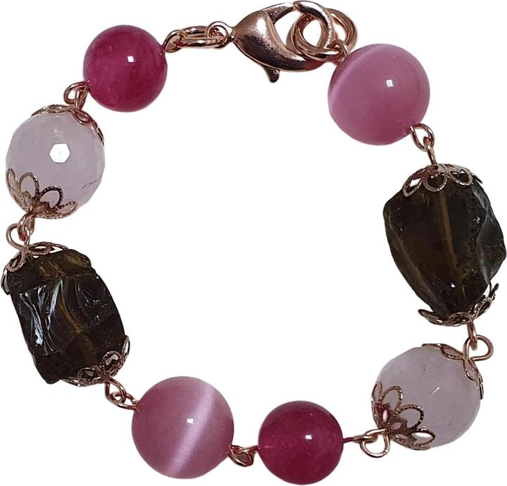 Actual product image L'Officiel Bracciale elastico con onice e agate multicolore