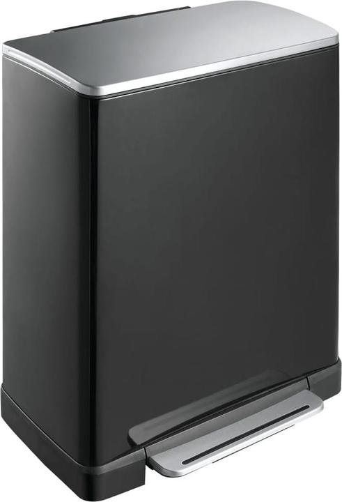 EKO Tretmülleimer E-Cube 50 L Schwarz matt Edelstahl mit gedämpft schliessendem Deckel und Kunststof