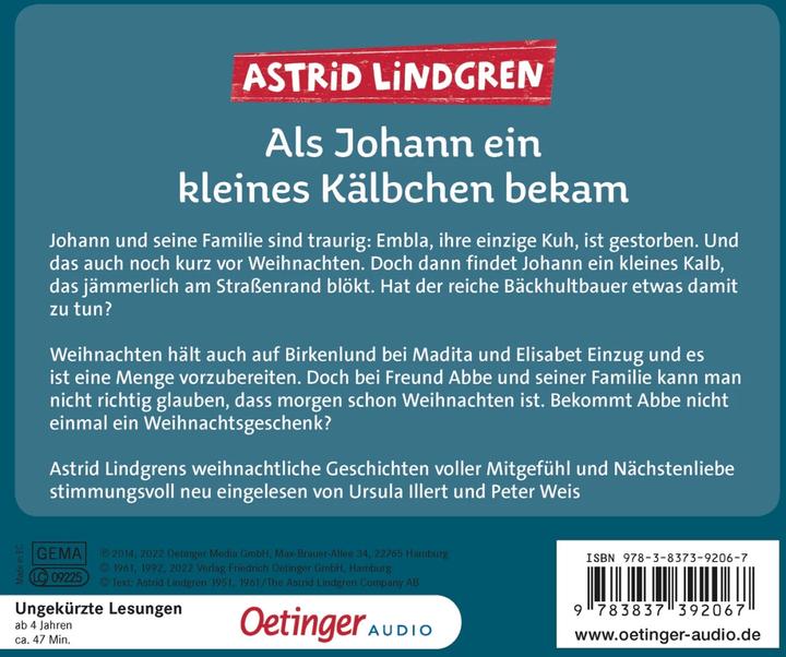 Valori nutrizionali e ingredienti Quando Johann aveva un vitellino (Ursula Illert, Peter Weis, Astrid Lindgren, Marit Törnqvist, Tedesco)