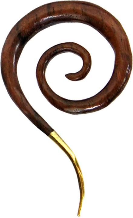 Immagine prodotto Star Piercing Peso per orecchio a spirale con punta placcata in oro in legno di Narra (Acciaio chirurgico 316L, senza ottone, Silicone)