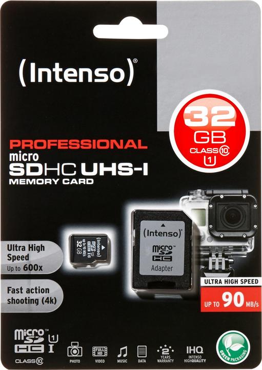 Image du produit Intenso microSD professionnel (32 Go, microSDHC, U1, UHS-I)