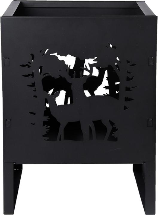 Esschert Design Feuerkorb Quadratisch mit Hirsch, Schwarz (30.30 cm)