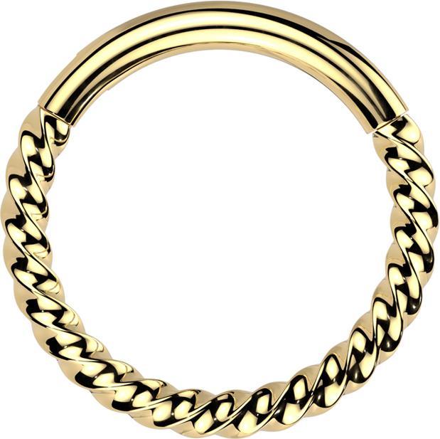 Image du produit Star Piercing Micro anneau segment pliable tressé doré (Titane G23)
