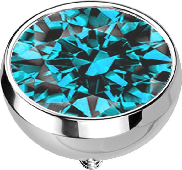 Immagine prodotto Star Piercing Ancora dermica emisfero d'argento con cristallo d'acqua (senza ottone, Acciaio chirurgico 316L)
