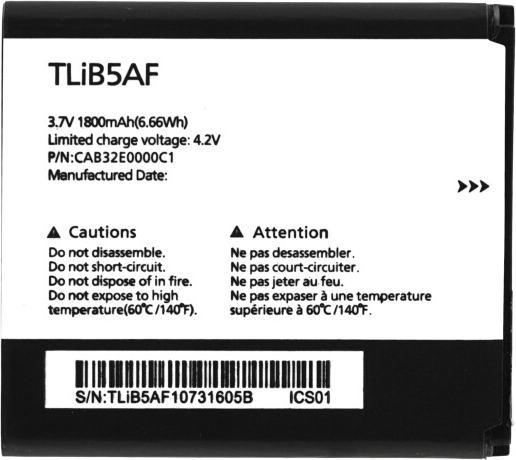 Image du produit Batterie TLiB5AF 1800mAh pour Alcatel One Touch 997D (sans logo)