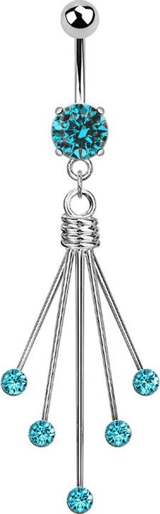 Immagine prodotto Star Piercing Banana in argento con ciondolo a cinque aghi di cristallo color acqua (Acciaio chirurgico 316L, senza ottone)