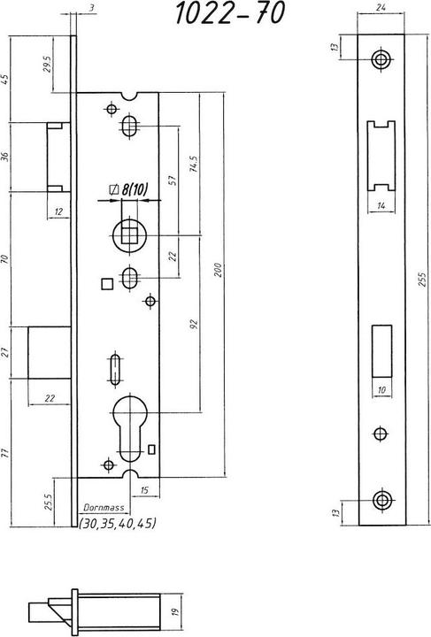 Produktbild Bever Rohrrahmen Einsteckschloss Scuteus 1022R Dorn 40mm Renovierungs-Stulp (Einsteckschloss)