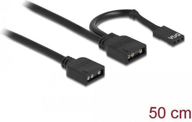 Delock RGB connection cable 3 pin for 5V RGB/ARGB LED lighting with 2x3 pin socket 50cm