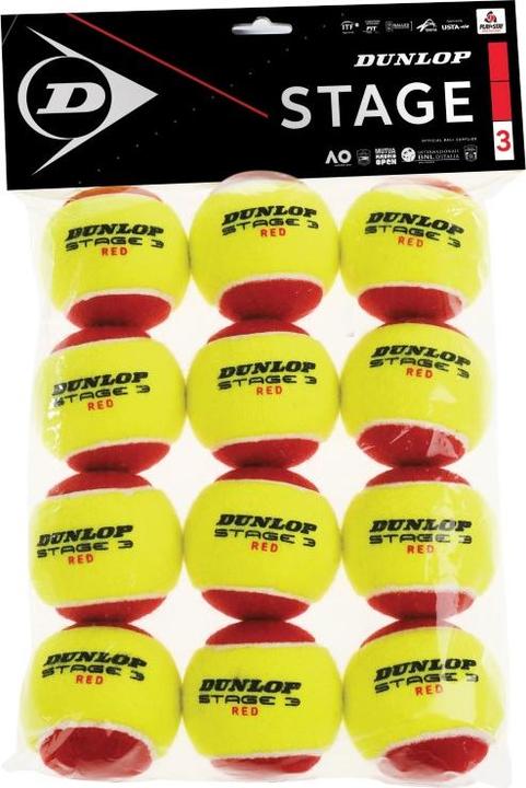 Actual product image Dunlop Tennis balls STAGE 3 RED 12-polybag ITF