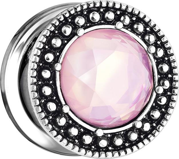 Actual product image Star Piercing Flesh Plug Stone Crystal Pink (Surgical steel 316L, Brass)