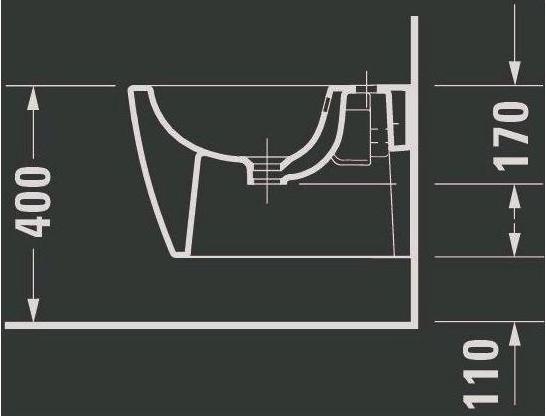 Image du produit Duravit Bidet suspendu ME by Starck COMPACT m ÜL m HLB 370x480mm 1 HL we sdm WG
