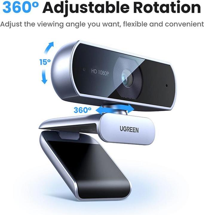 Produktbild Ugreen Kamera internetowa Kamera internetowa z mikrofonem 15728 USB (srebrna) (2.10 Mpx)