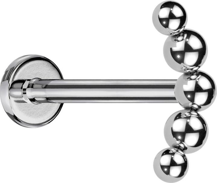 Star Piercing Micro Labret Innengewinde silber Bogen Kugeln (ohne Messing, Titan G23)