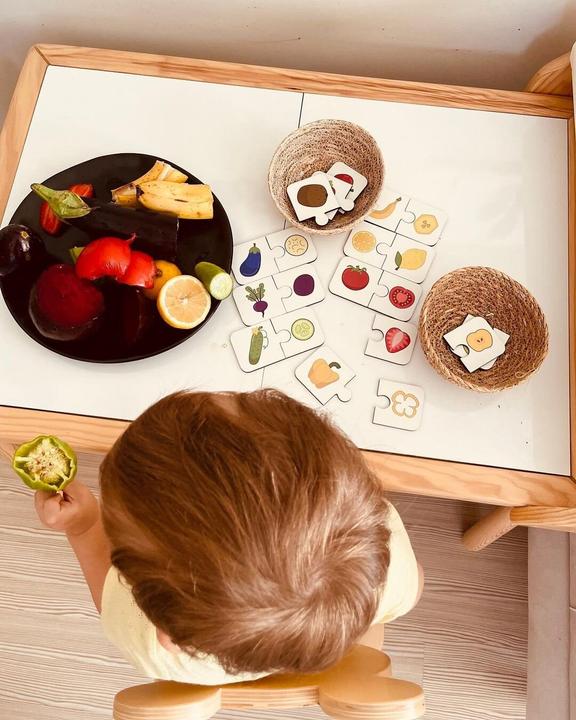 Produktbild Activity Board Hölzerne Früchte und Gemüse Puzzle, 2 Stück Puzzle, Bildungsmaterial, Homeschool Vorschule Karten (20 Teile)