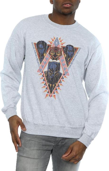 Actual product image Mens Black Panther Tribal Heads Cotton Sweatshirt (L)