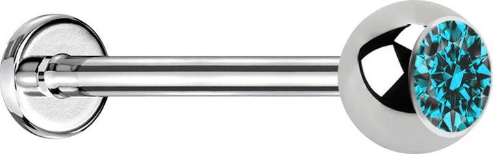 Produktbild Star Piercing Micro Labret silber mit Kugel und Kristall aqua (ohne Messing, Chirurgenstahl 316L)