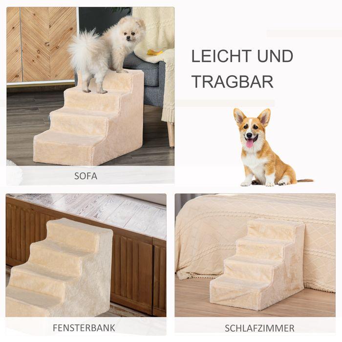 Actual product image Swisshandel24 Pet staircase 4-step dog ramp with removable cover Cat staircase Dog staircase Pet staircase Spanpl (Dog, Cat)