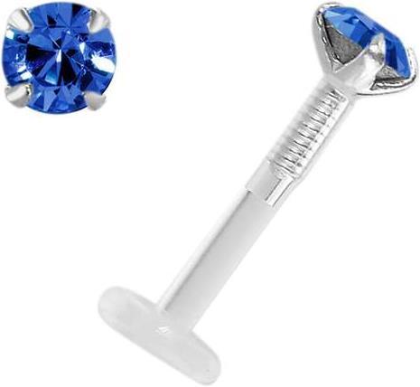 Produktbild Bijouteria Piercing für Lippe/Tragus (Bioplast, Silber 925, Premium Kristall)