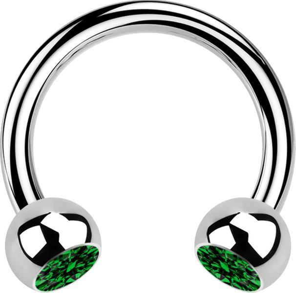 Immagine prodotto Star Piercing Micro Circular Barbell argento con due sfere di cristallo verde (senza ottone, Acciaio chirurgico 316L)