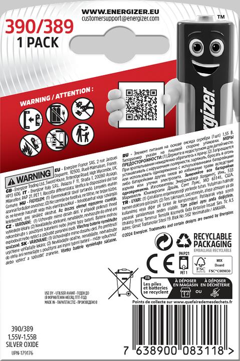 Immagine prodotto Energizer Ossidi d'argento 390/389 (1 pz., SR54, 90 mAh)