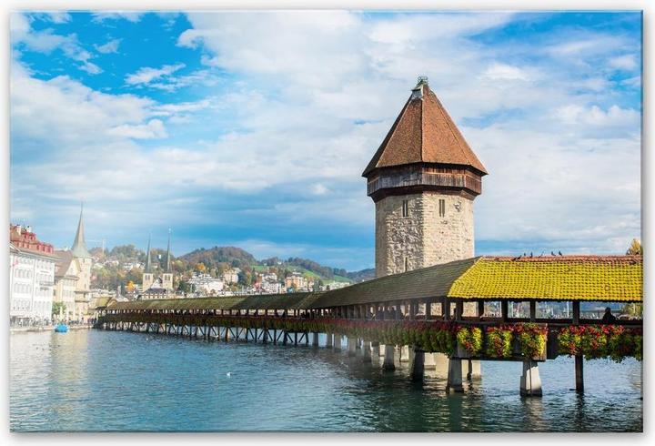 Image du produit Trenddeko Pont en bois à Lucerne (150 x 100 cm)