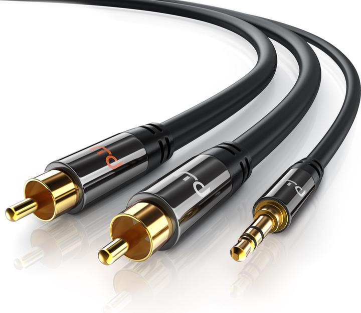 Primewire Cinch zu 3,5mm Klinke Audio Kabel, Cinchkabel, RCA, AUX, Stereo HiFi Adapter mehrfach geschirmt (5 m, 3.5mm Klinke (AUX), Cinch)