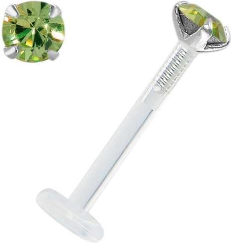Produktbild Bijouteria Piercing für Lippe/Tragus (Bioplast, Silber 925, Swarovski Kristall)