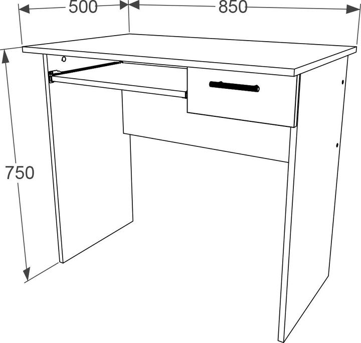 Produktbild VCM Holz Schreibtisch Computertisch Tastaturauszug Schublade Bürotisch Arusa L (85 x 50 x 75 cm)