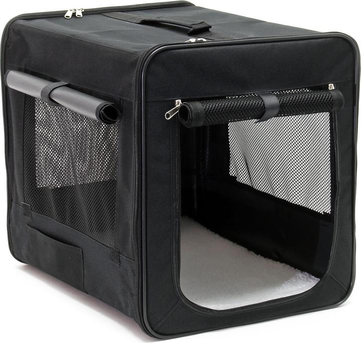 Fudajo Foldable Carrier in Black for Dogs, Cats, and Pets, Size S (42x36x41 cm), with Cushion