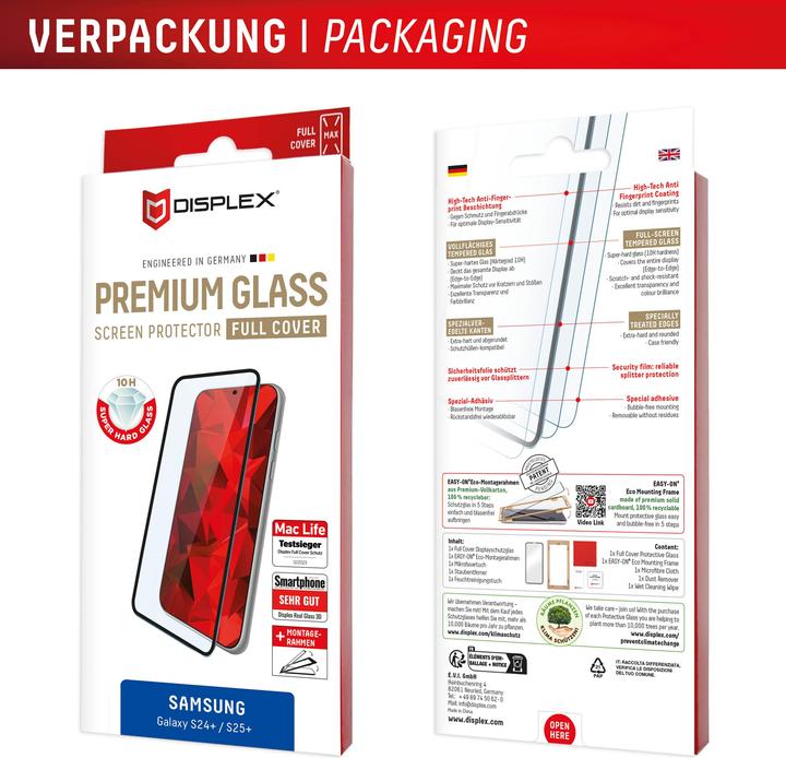 Image du produit Displex Real Glass, Full Cover Panzerglas (1 pièce(s), Samsung Galaxy S25+, Samsung Galaxy S24+)