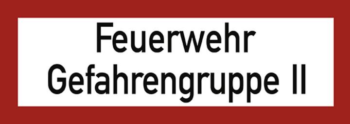 Produktbild Moravia Feuerwehrschild "Feuerwehr Gefahrengruppe II" Alu, 297x105 mm