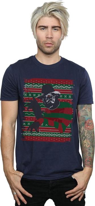 Actual product image Absolute Cult Mens Christmas Fair Isle T-Shirt (XL)