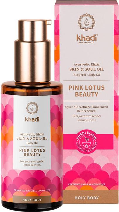 Image du produit Khadi Huile corporelle ayurvédique PINK LOTUS BEAUTY - Stimule le chakra sacré (Huile pour le corps, 100 ml)