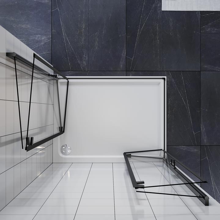 Image du produit SONNI Porte pliante, cabine de douche, entrée d'angle, cabine de douche, 90 x 120 cm, noir, 6 mm, ve (120 cm, 90 cm, 195 cm)