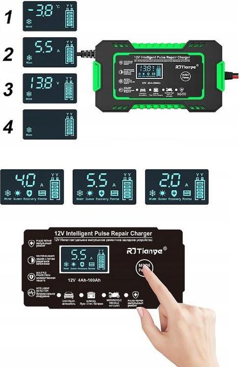 Produktbild RJ Tianye Prostownik akumulatorowy RJ-C 120501A 12V 6A (12V, 6 A)
