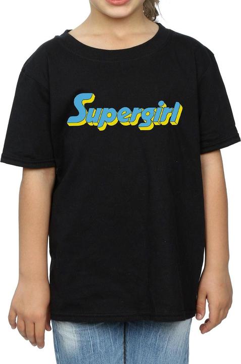 Actual product image Girls Supergirl Text Logo Cotton T-Shirt (116)